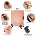Professional Artist Rolling Makeup Train Case with LED Lights & Stand black and golden rose